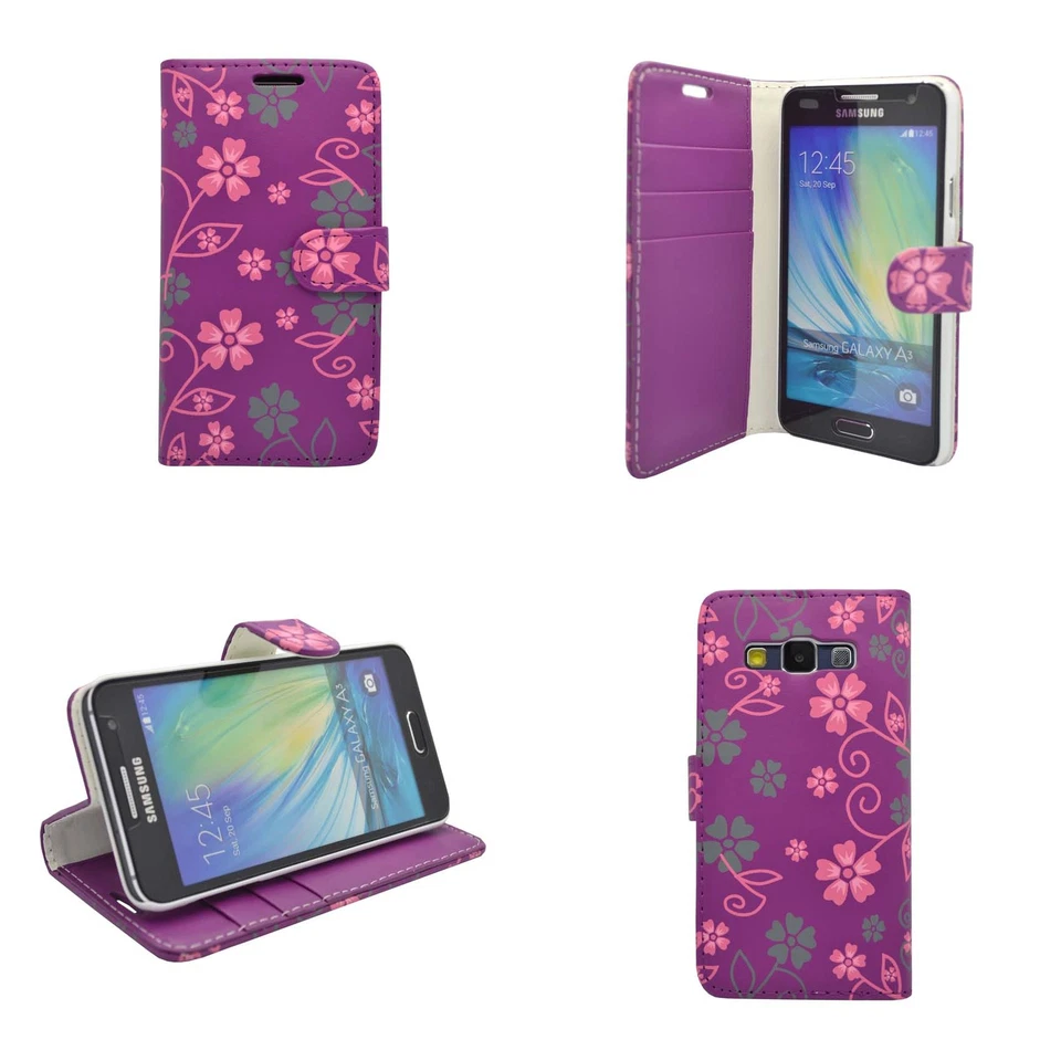 CASE VARIOUS COLOURS FLOWER SWIRL PRINT DESIGN WALLET FOR SAMSUNG GALAXY A3 - Image 4 of 4