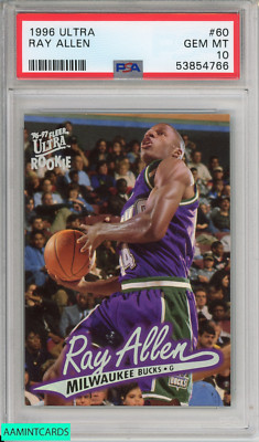 1996 ULTRA RAY ALLEN #60 ROOKIE HOF MILWAUKEE BUCKS RC PSA 10 GEM MT