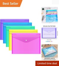 5-Piece A4 Plastic Folders with Snap Closure for Effortless Document Management