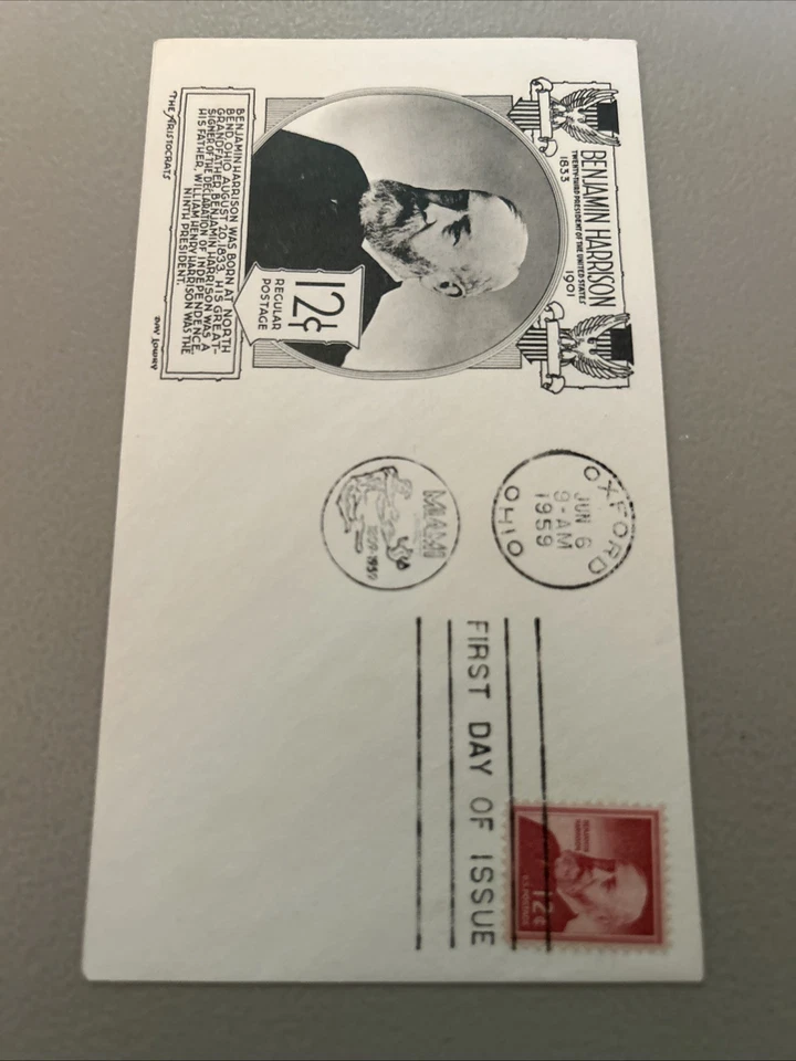 First Day Of Issue BENJAMIN HARRISON 23rd President 6/6/1959 $.12 - Image 4 of 4
