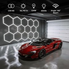 14 Hexagon LED Lighting Car Detail Garage Workshop Retail Wall Light Honeycomb