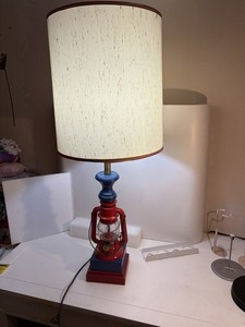 Vintage Dietz Lantern Lamp by Ranch Craft - Red and Blue - 34in. Tall - Works!