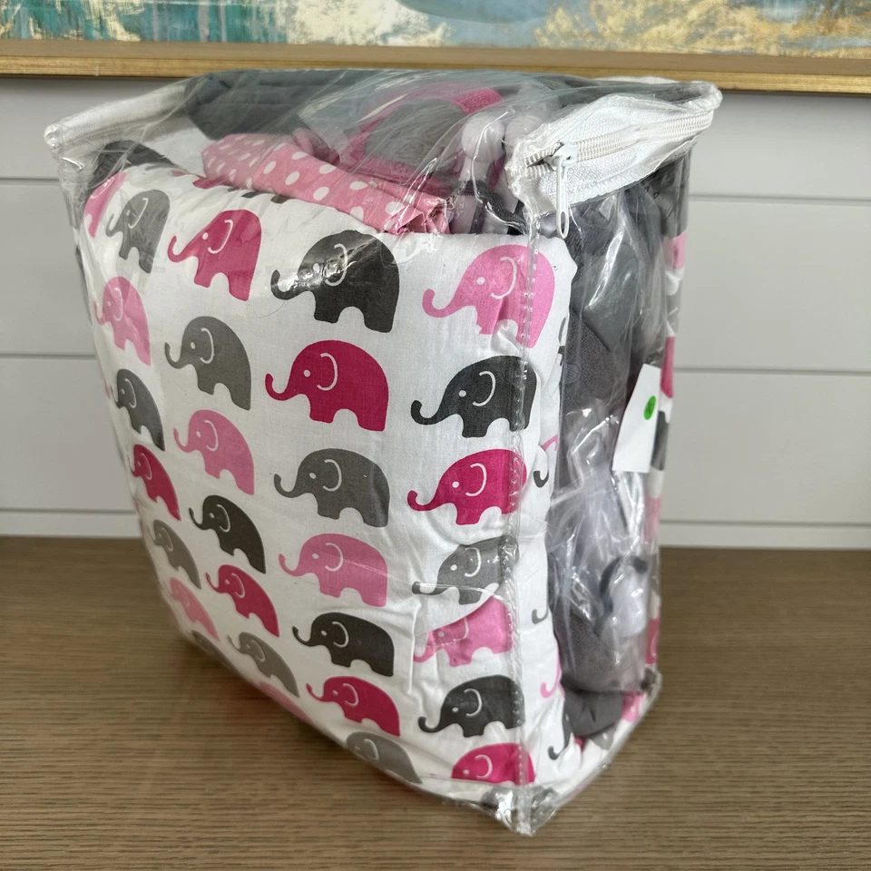 Bacati - Juego de cama de cuna de 10 piezas para elefantes con música móvil - Nuevo en bolsa Foto 4 de 4