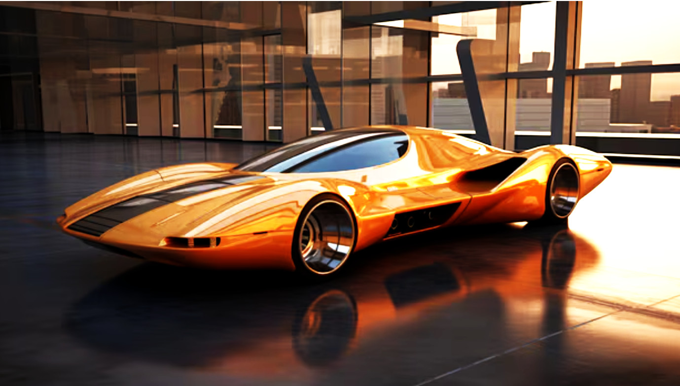 FERRARI Race Car Racing Hypercar Concept Custom Built LARGE 1:12SCALE MODEL Gold