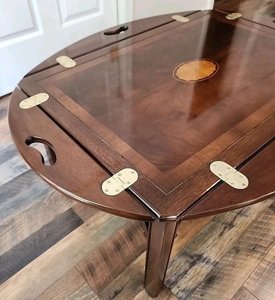 Vintage Mid Century Modern Hekman Mahogany Butler Tray Table EXCELLENT ! - Image 3 of 4