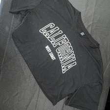 California West Coast SHEIN Womens Super Soft Large Black Short Sleeve T Cropped