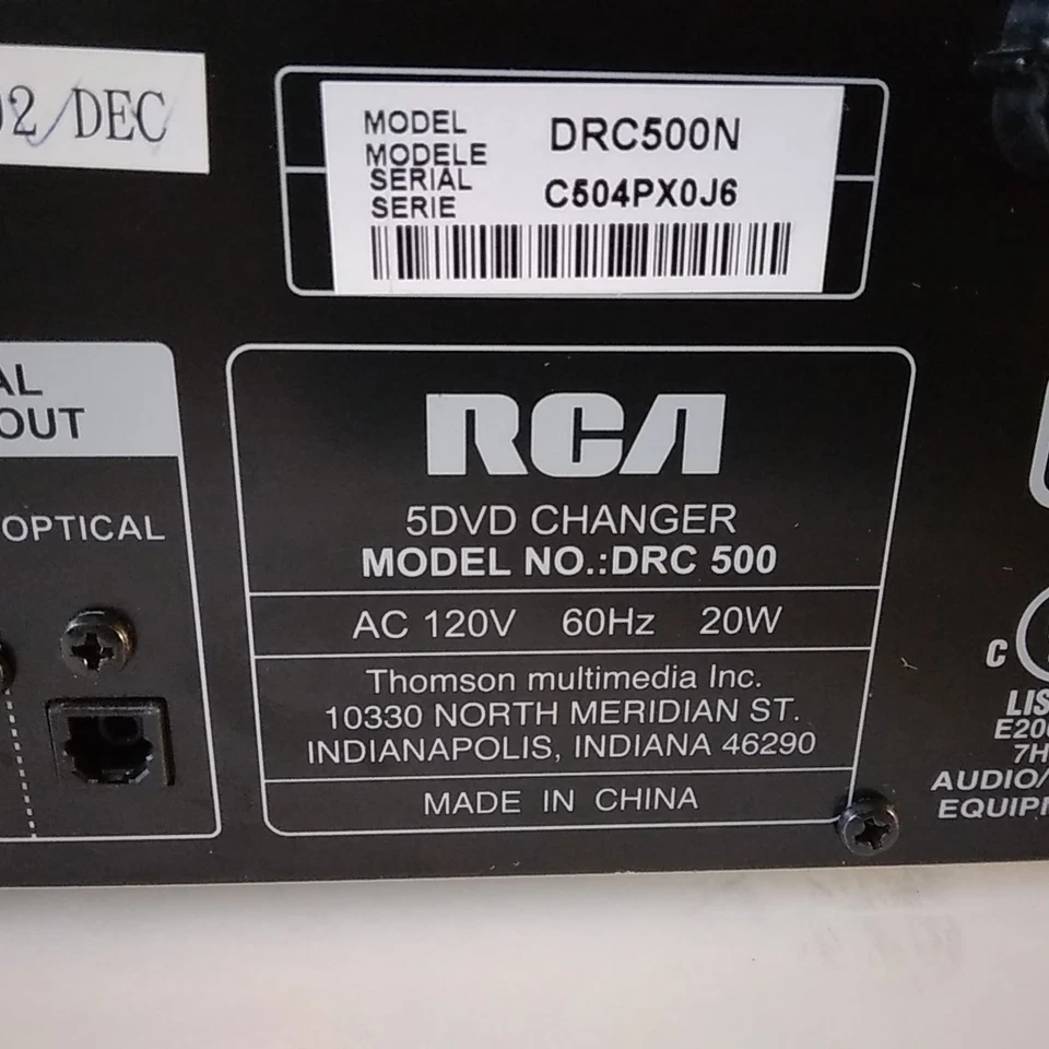 RCA DV-C503 5 Disc Carousel CD/DVD Changer-No Remote-Tested/Working - Image 3 of 4