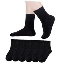 Kids Athletic Crew Socks Boys Girls Cotton School Uniform 6-8 Years Black