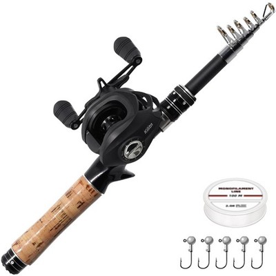 Kilitn Fishing Rod and Reel Combo, Ultra-Light Baitcasting Combo 5.3FT, Black 