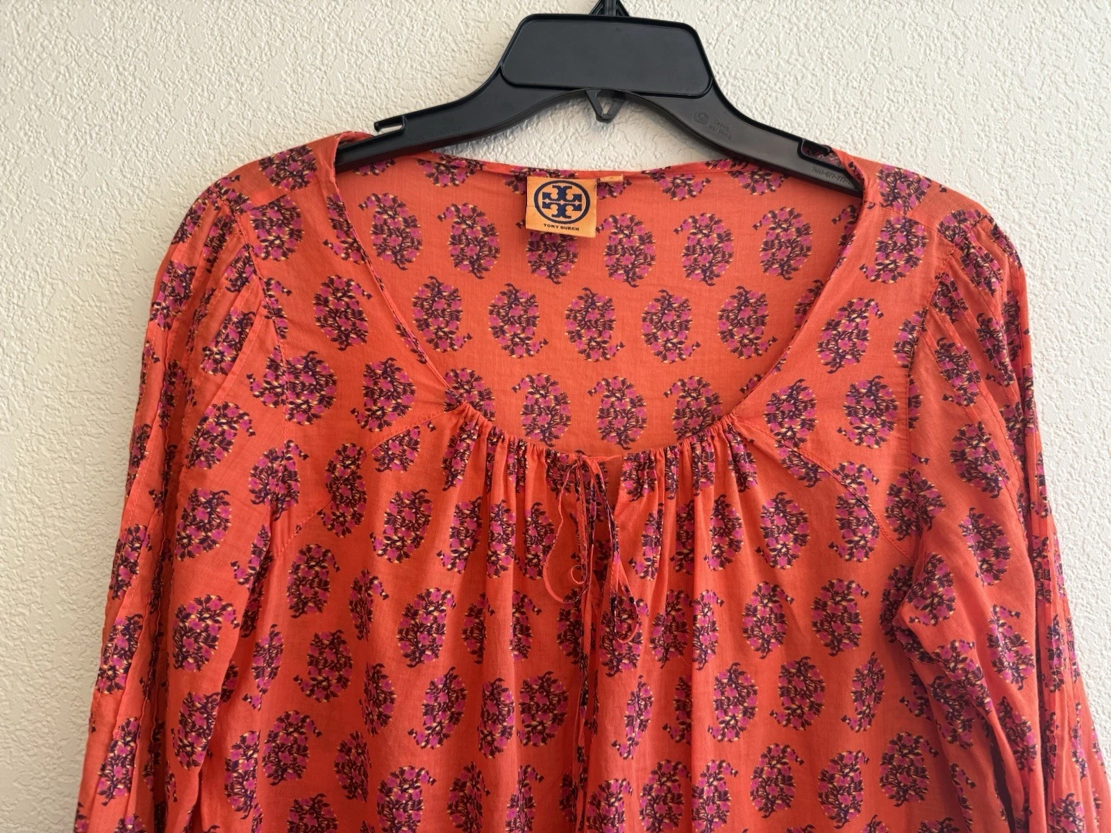 Top tunica Tory Burch Evelina stampa floreale taglia 8 arancione multi tropicale