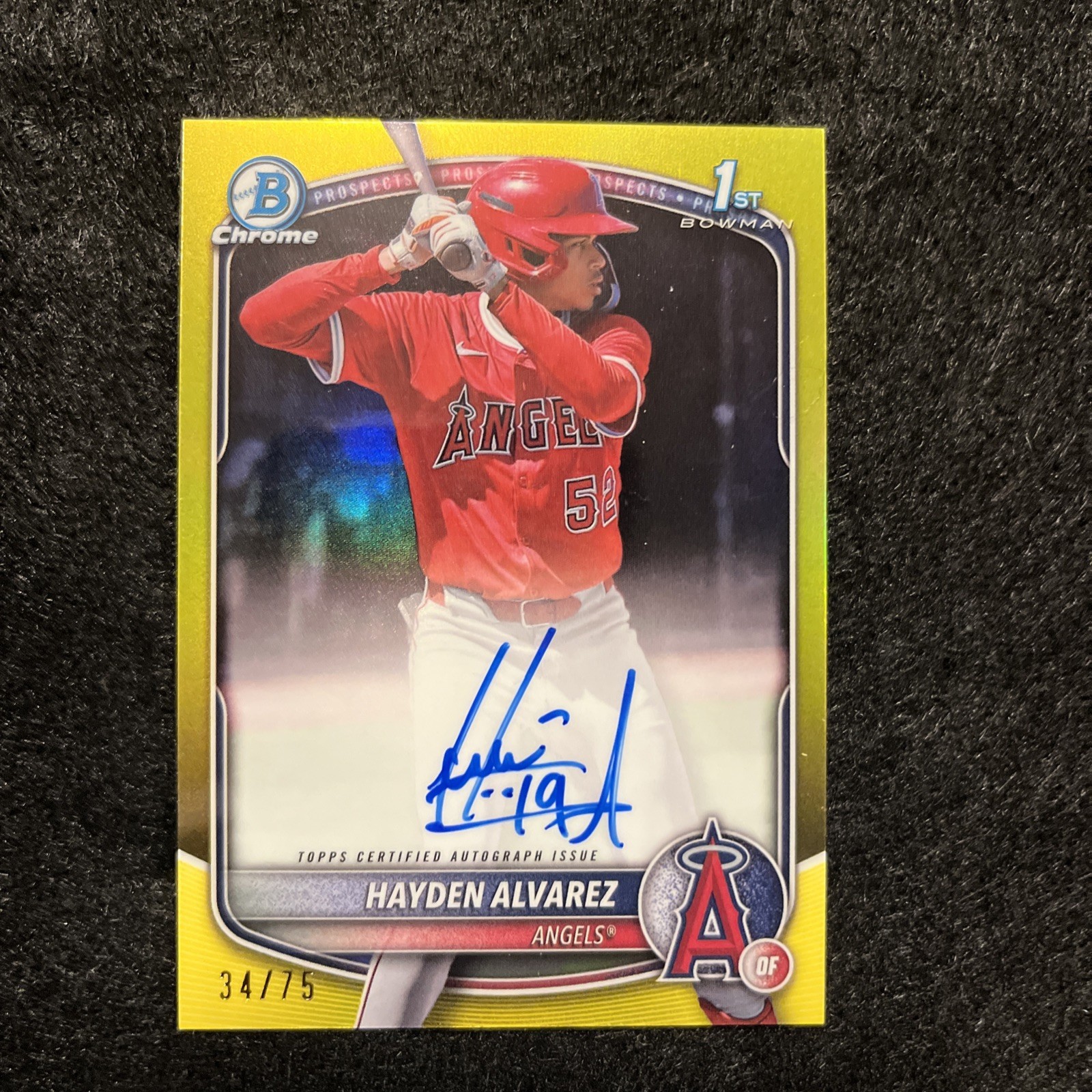 2025 Bowman - Chrome Prospect Auto Hayden Alvarez #CPA-HA Yellow Refractor /75