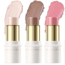 FALOCUTUS 3 Pcs FAIR Contour Stick Set,Cream Blush  Highlighter Bronzer Pen,L...