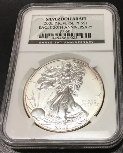 2006 P $1 Reverse Proof Silver Eagle NGC PF69 From 20th Anniversary Dollar Set
