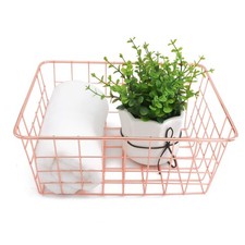 Metal Wire Storage Basket With Handles For Kitchen Food Pantry Papers Home Offic