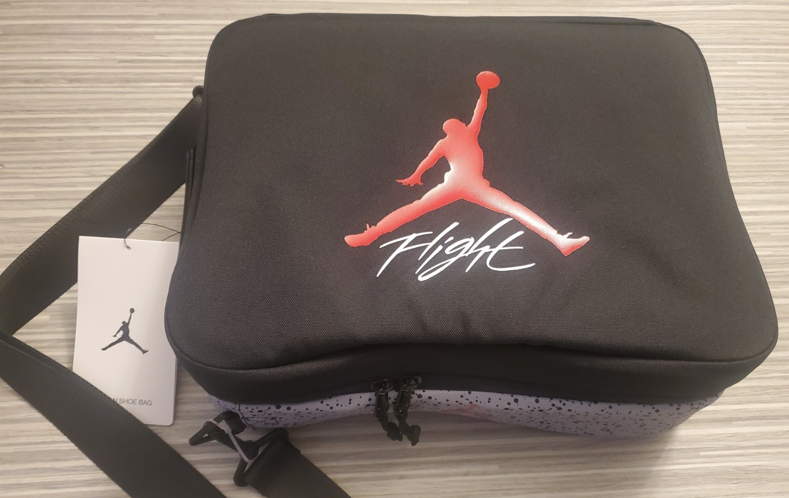 NIKE AIR JORDAN FLIGHT Jumpman Shoe Bag / Travel Case Black Red Cement Box NEW!