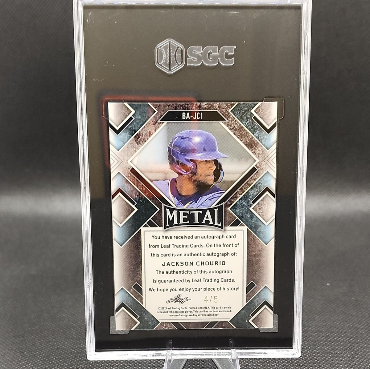 2022 Leaf Metal Prismatic Black #BA-JC1 Jackson Chourio /5 Auto RC 