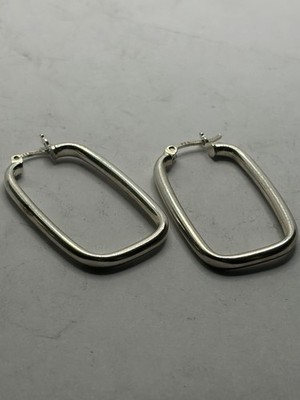 925 Sterling Silver U-Shape Hoop Earrings for | Rectangle Shaped Click-Top Ho...
