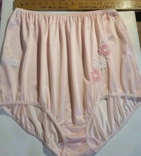 Vtg Sz15 Pink Double Nylon Gusset Tricot 3 Daisy Accents SALE FREE SHIPPING
