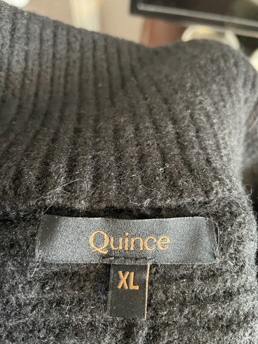 Quince Woman’s Black Size XL Ribbed 1/4 Zip Merino Wool Sweater - Picture 6 of 7