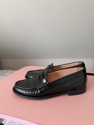 J.Crew Womens 7 Black Leather Chunky Penny Loafers Lug Sole  display picture 3