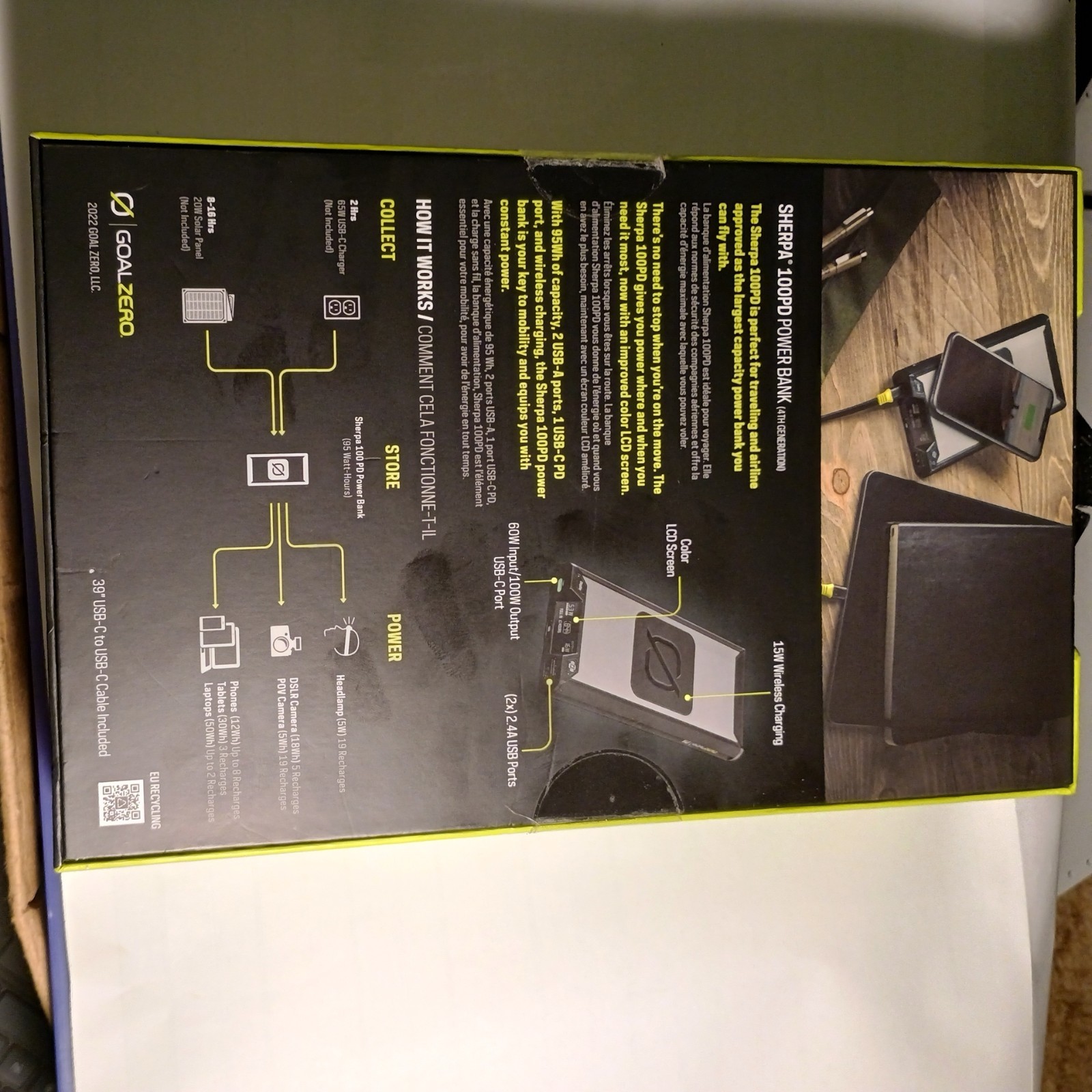 🌟🎈 GOAL ZERO SHERPA 100PD USB-C POWER BANK 25600 mAh 22220 4th Gen 🌟