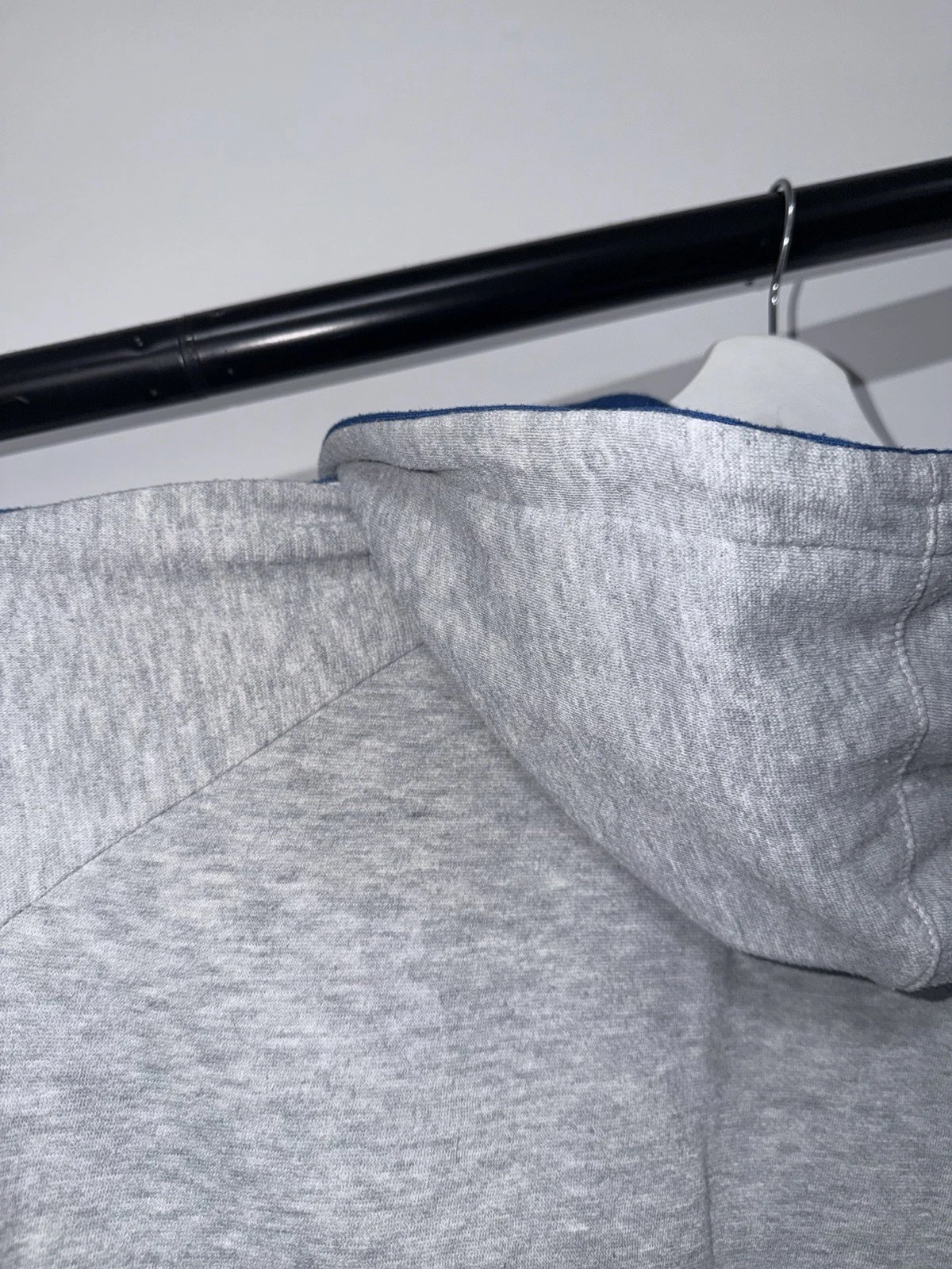 Vintage 80s Nike Blue Tag Full Zip Hoodie | Heather Grey w/ Blue Striped Sleeves - product detail image 10