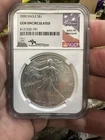 2000 $1 SILVER EAGLE NGC GEM UNCIRCULATED JOHN MERCANTI SIGNED FLAG LABEL 🔥 🔥