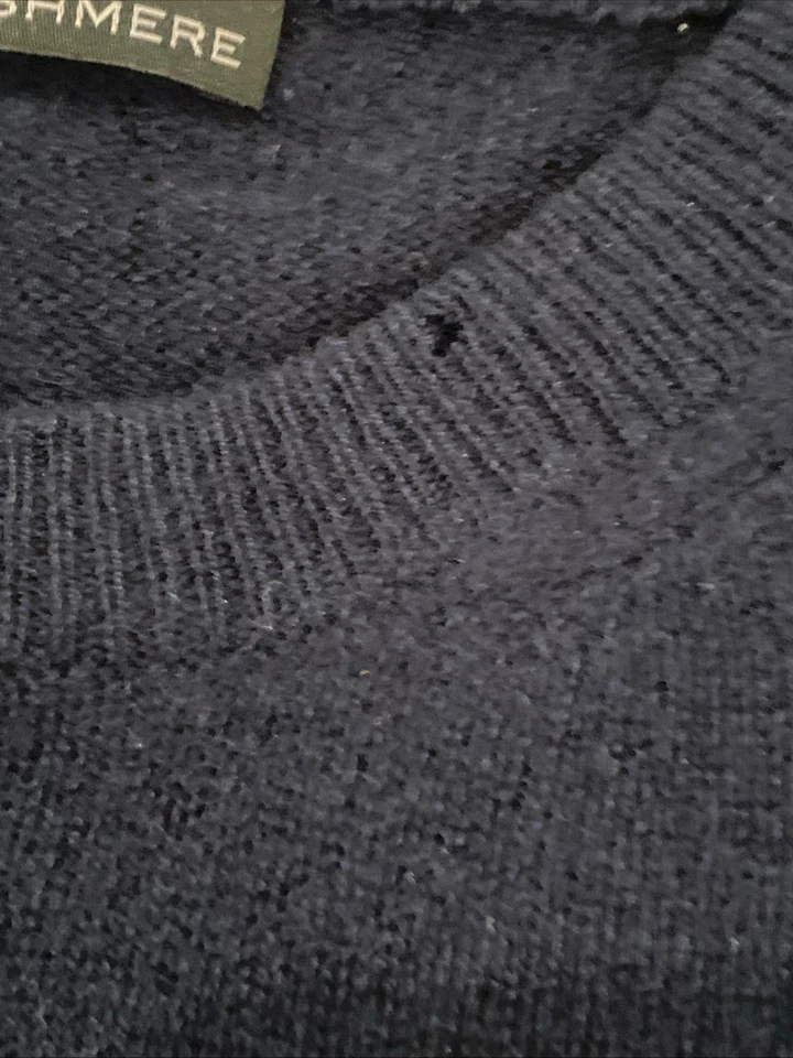 360Cashmere женщин Crewneck шерсти кашемир свитер темно-синий размер средний - Изображение 4 из 4