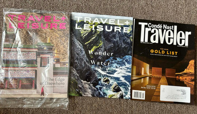 Two Travel Leisure Magazines and Traveler Magazine