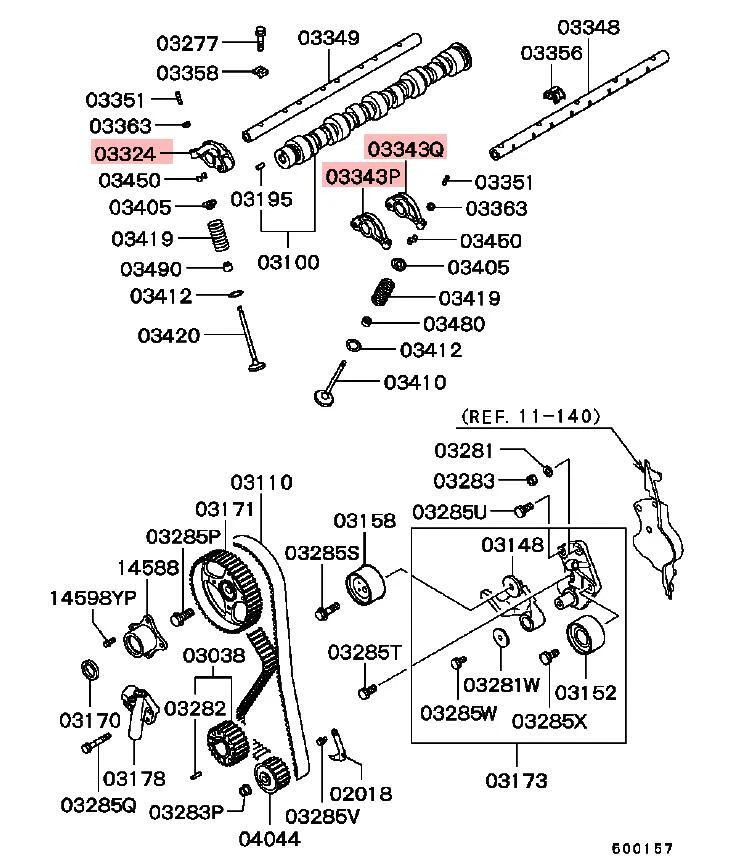 Brazo basculante de válvula de escape de entrada 12X para Mitsubishi Montero Pajero 4G64 2,4 L 90-04 Foto 2 de 4