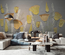 3D Gray Drawing Floral Wallpaper Wall Mural Removable Self-adhesive 622