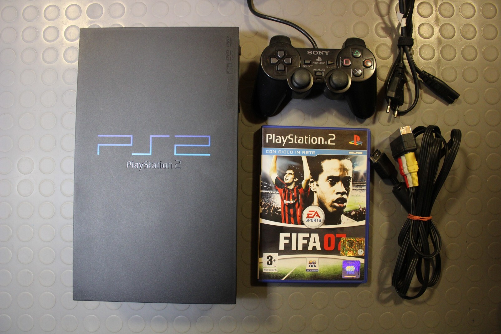 Sony PlayStation 2 PS2 Fat Console with Audio Video Cables, Controller, Power Supply and FIFA07 Game Included
