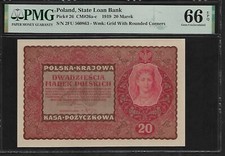 Poland 20 Marek Polskich 1919 PMG 66 EPQ UNC P#26 Series 2FU