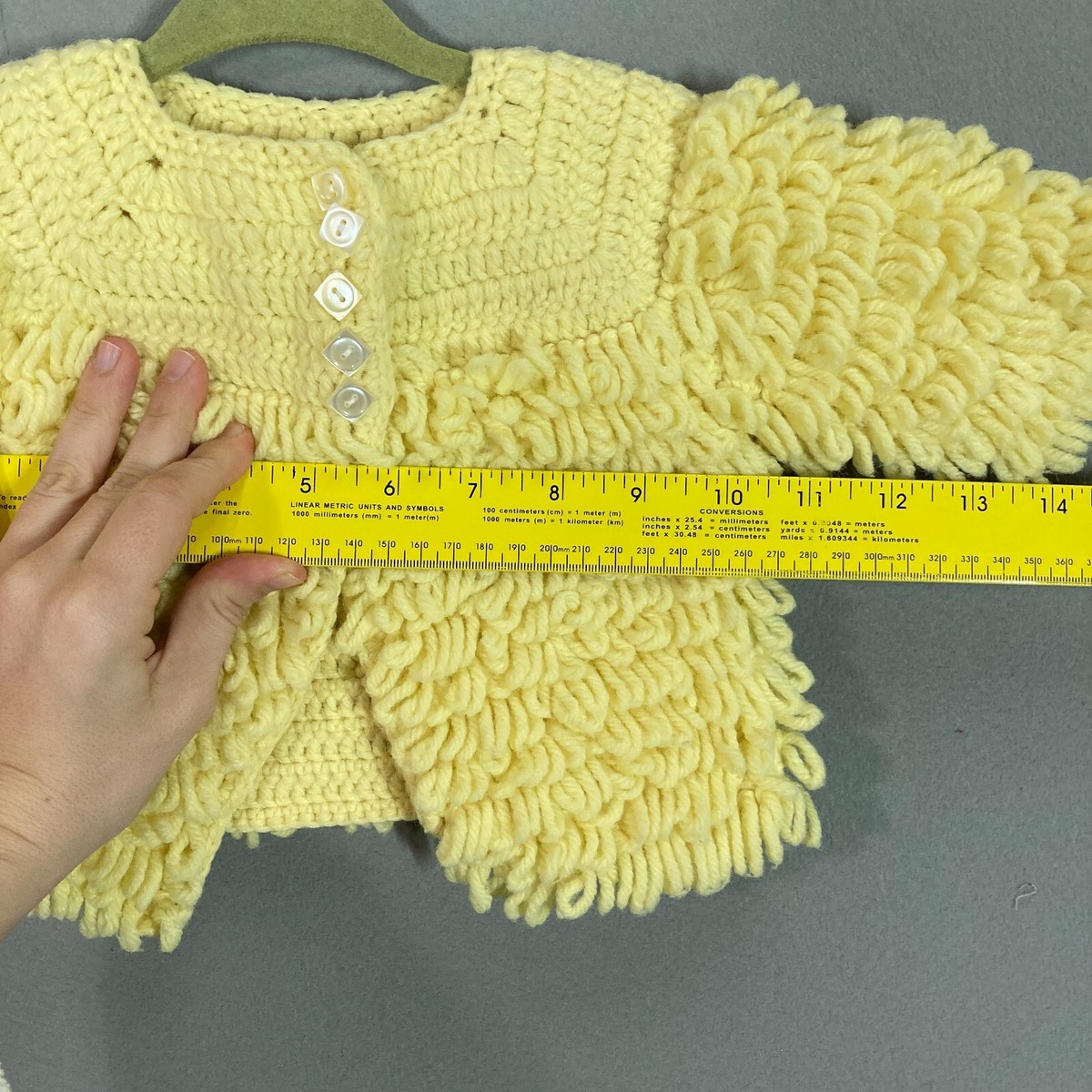 VTG Girls Baby Toddler Sweater Easter Yellow Cuddle Knit Grandma 50s 60s Shag View 4