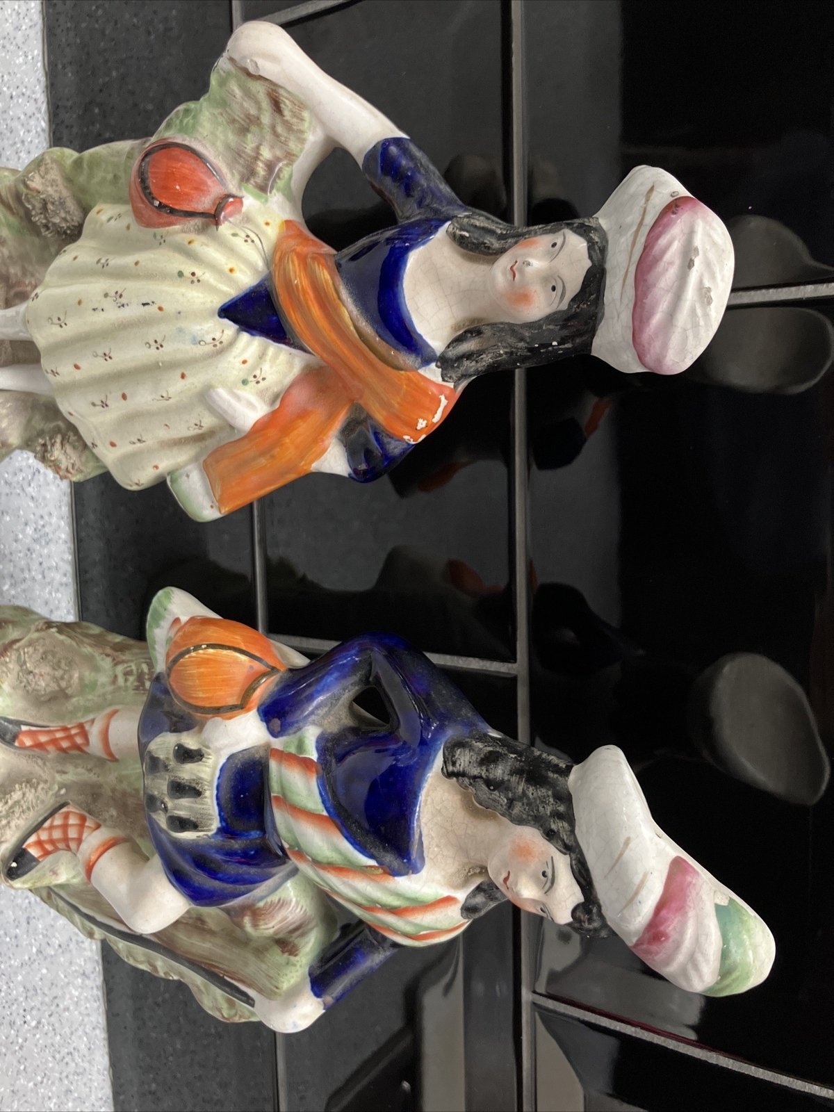 Pair Of Staffordshire Flat Back Antique Mantelpiece Figures Rare Figurines Uk eBay