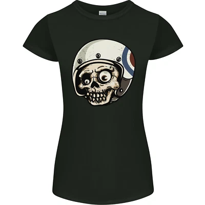 Mod Roller Totenkopf Motorrad Biker Damen Petite Schnitt Maglietta - Bild 1 von 4