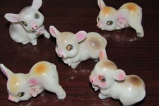 Lot Vintage Ceramic Pigs Piglet w Flowers Mini Figurines Ornaments Japan