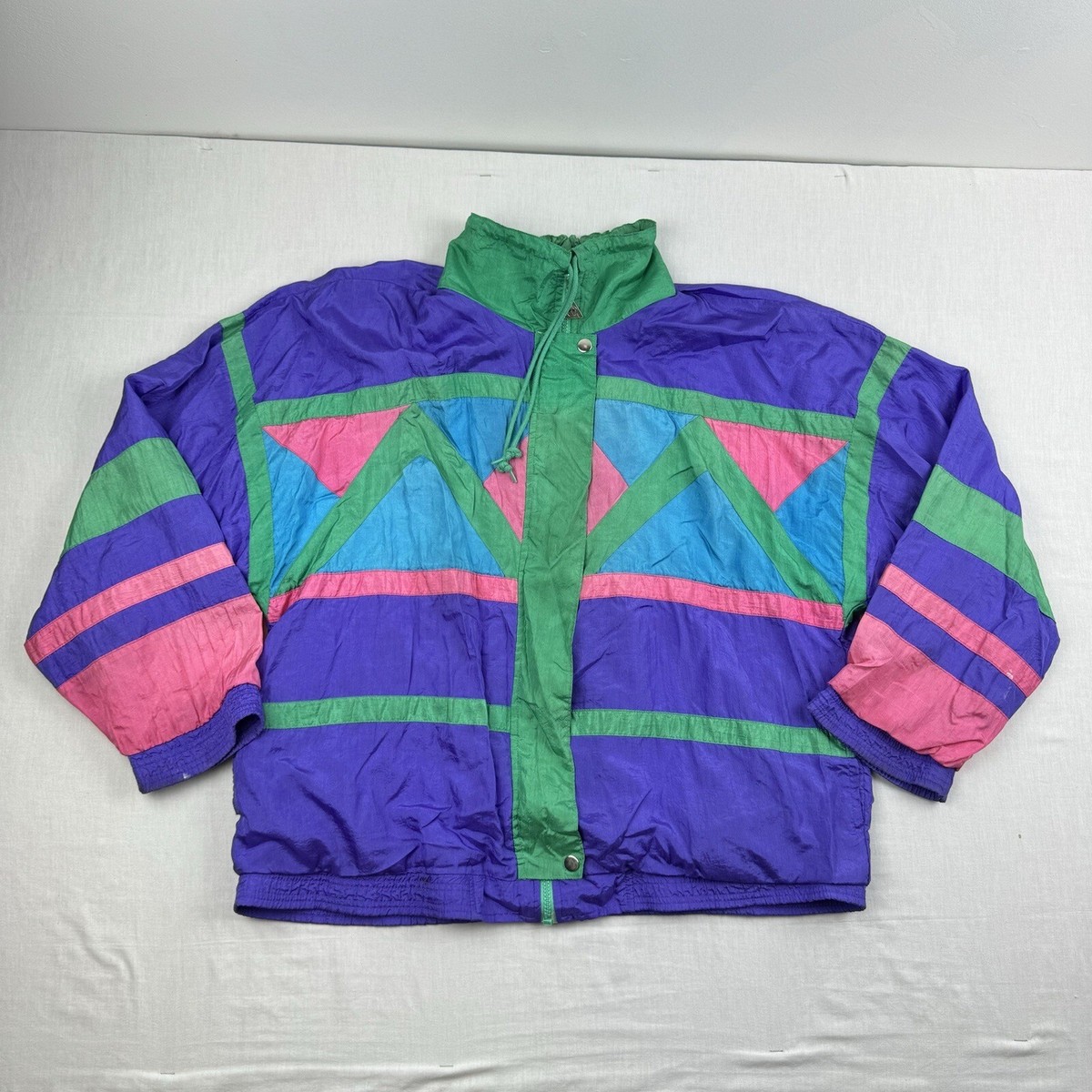 Vintage Casual Isle Windbreaker Jacket Womens Large Colorful 90s