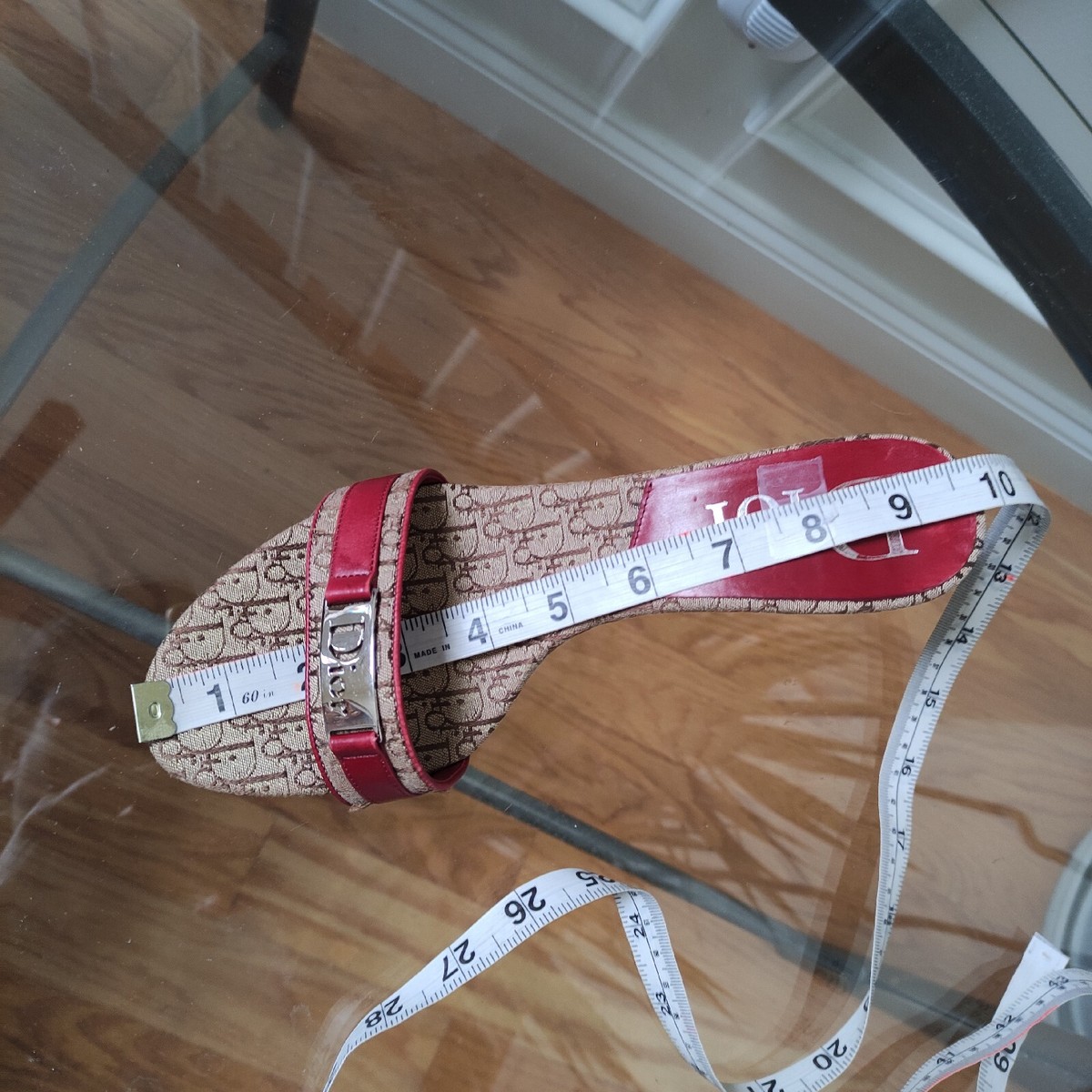 Vintage Dior Monogram Gold Logo Plate Slide Heeled Sandals women's