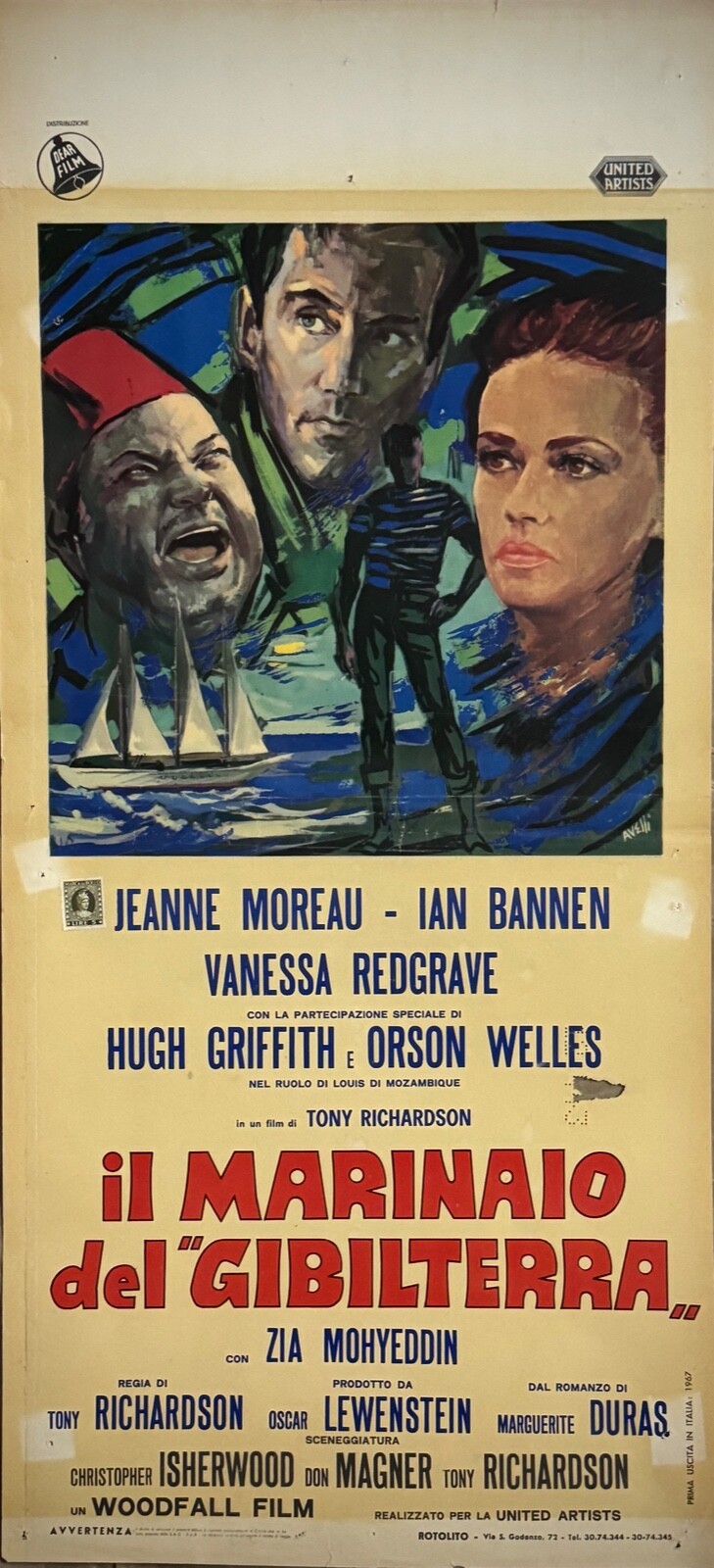 Locandina originale film Il marinaio del Gibilterra (1967) - Regia di Tony Richardson