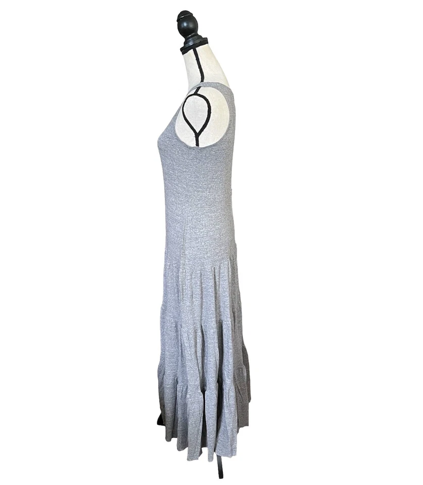 CAbi Resort Tiered Maxi Dress Small Heather Gray Cotton Knit Tank Sleeveless - Image 2 of 4
