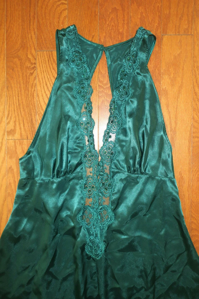 L❤️ Vintage ❤️VICTORIA'S SECRET ❤️VESTIDO MAXI SUJETADOR LARGO CON LENTEJUELAS SATINADAS VERDE Foto 2 de 4