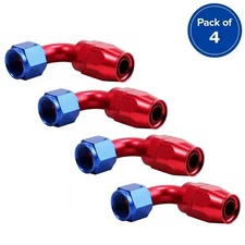 4Pcs 8AN 90° Hose End Fitting Swivel Universal CPE Fuel Hose Adaptor Red&Blue