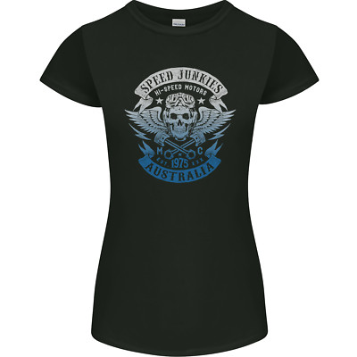 Australia Speed Junkies Biker Motorcycle Womens Petite Cut T-Shirt