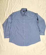 Club Room Men  s Dress Shirt 18 37/38 Big Tall Blue Long Sleeve Button Up