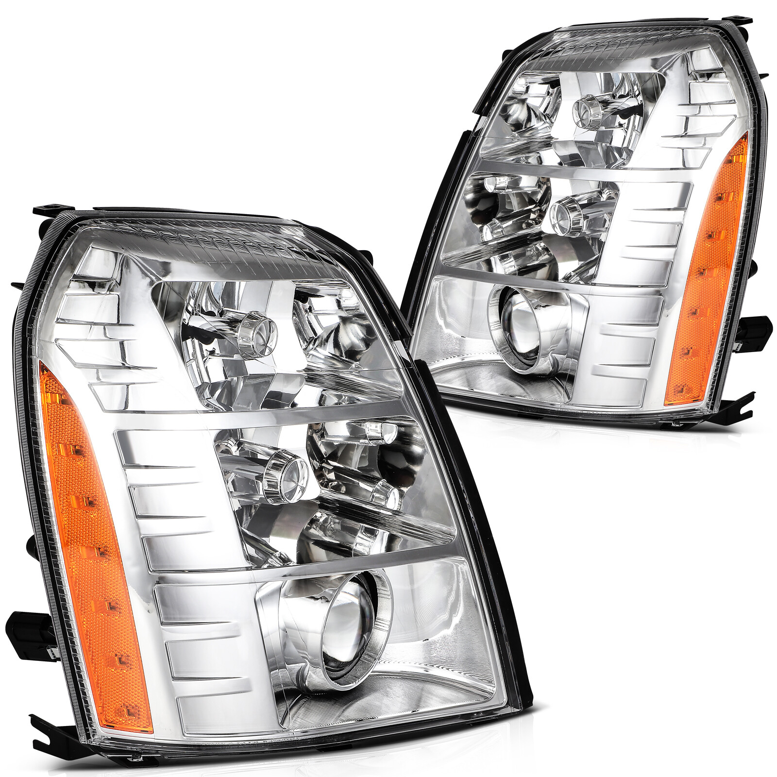 For 09-14 Cadillac Escalade ESV EXT Left Right Headlights Set Projector HID