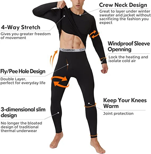 Herren Thermo Long Johns Warme Unterwäsche Top + Hose 2-teiliges Set Basisschicht - Bild 6 von 32