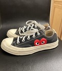 Converse Chuck 70 Low x Comme des Garcons Play Black White Red Heart Shoes Sz W6 — photo 3