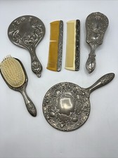 Vintage Vanity Lot Of 6 Hair Brush, Mirror And Comb Dresser Sets