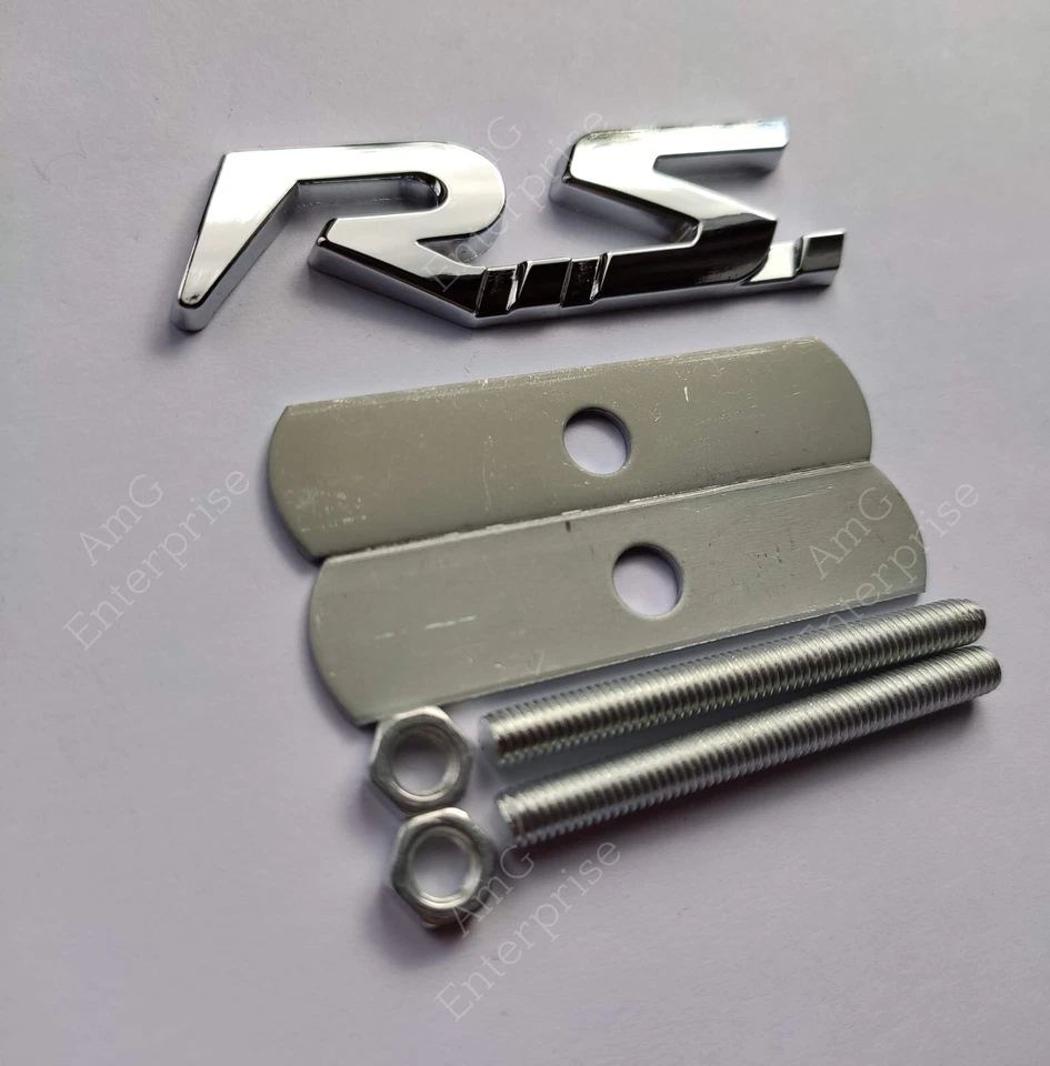 RS Chrome Silver Front Grille Badge Emblem for Renault Renaultsport Clio Megane - Image 4 of 4